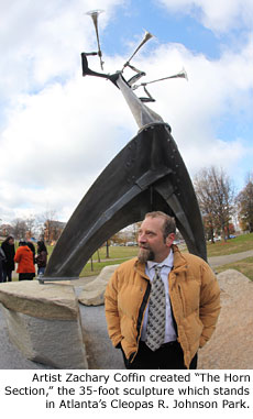 Artist Zachary Coffin created The Horn Section, the 35-foot sculpture which stands in Atlanta's Cleopas R. Johnson Park.