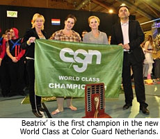 Beatrix' is the first champion in the new World Class at Color Guard Netherlands.