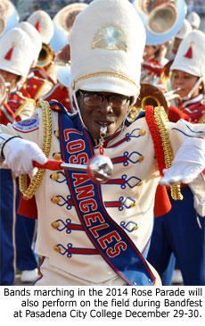 Bands marching in the 2014 Rose Parade will also perform on the field during Bandfest at Pasadena City College December 29-30. Photo by Marching.com.