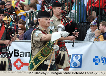 Clan Macleay and Oregon State Defense Force Pipe Band 2009 Grand Floral Parade Photo