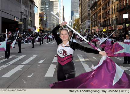 Dobyns-Bennett has been marching for 50 minutes non-stop. 2011 Macy's Thanksgiving Day Parade Photo by Marching.com