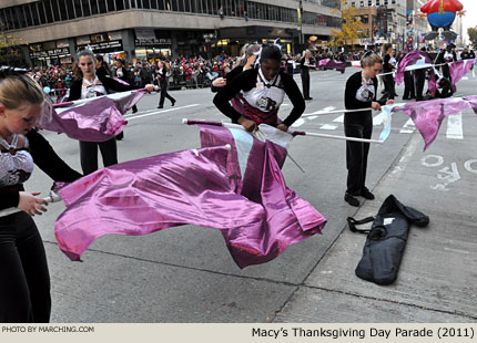 Dobyns-Bennett has reached the staging area just prior to entering the television zone. 2011 Macy's Thanksgiving Day Parade Photo by Marching.com