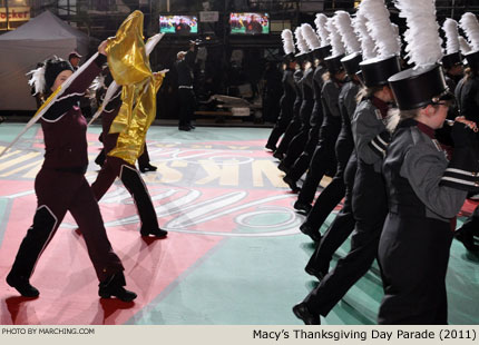 Dobyns-Bennett exits the broadcast area after a successful rehearsal. 2011 Macy's Thanksgiving Day Parade Photo