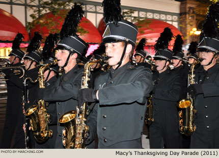 Nation Ford H.S. (North Carolina) is finishing its run-through. 2011 Macy's Thanksgiving Day Parade Photo by Marching.com