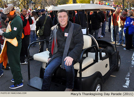 American Idol winner Scotty McCreery arrives in the staging area. 2011 Macy's Thanksgiving Day Parade Photo by Marching.com