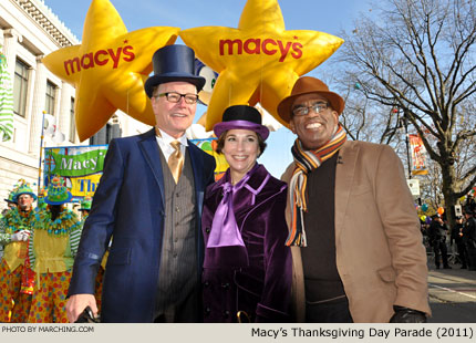 NBC host Al Roker joined Macy's executives Robin Hall and Amy Kule just moments before they cut the ribbon to start the 85th Macy's Thanksgiving Day Parade. 2011 Macy's Thanksgiving Day Parade Photo by Marching.com